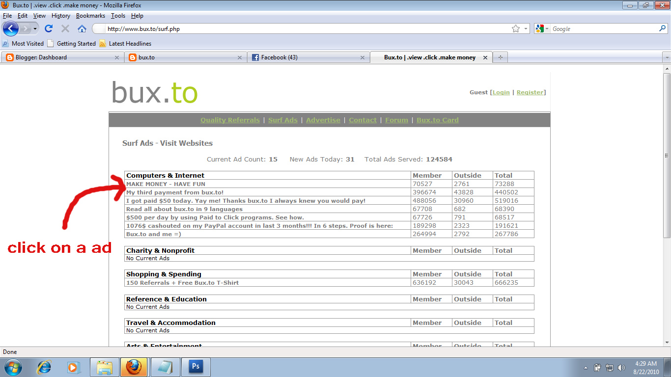 how to earn money from bux.to